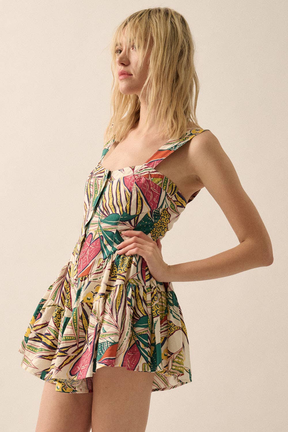 Tropical Sweetheart Corset-Bodice Romper