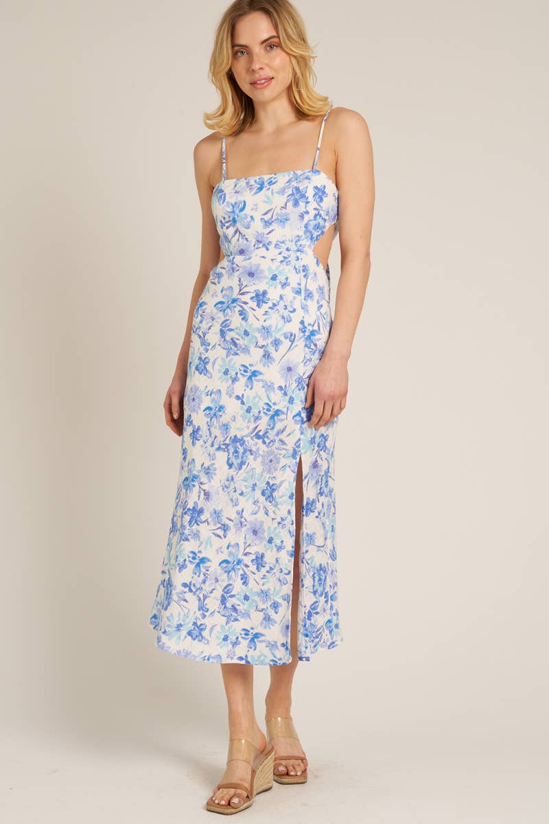 Blue and White Floral Midi