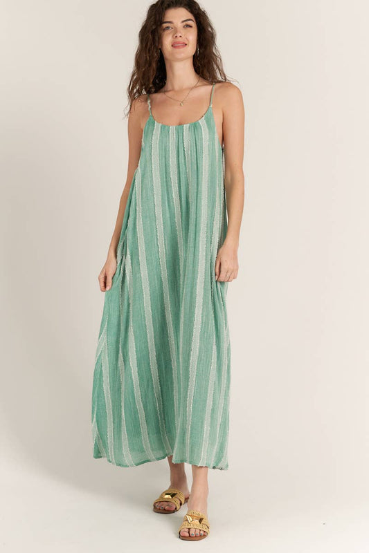 Mint and Ivory Striped Cami Maxi Dress