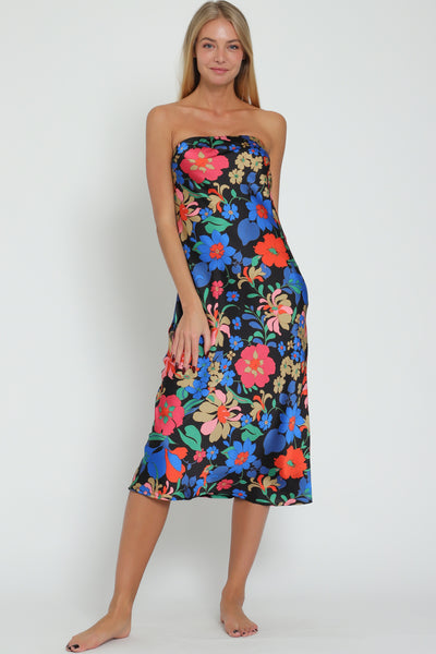 Floral Cowl Back Midi Dress