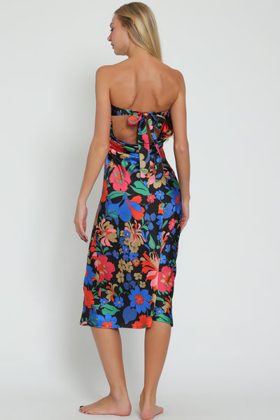 Floral Cowl Back Midi Dress