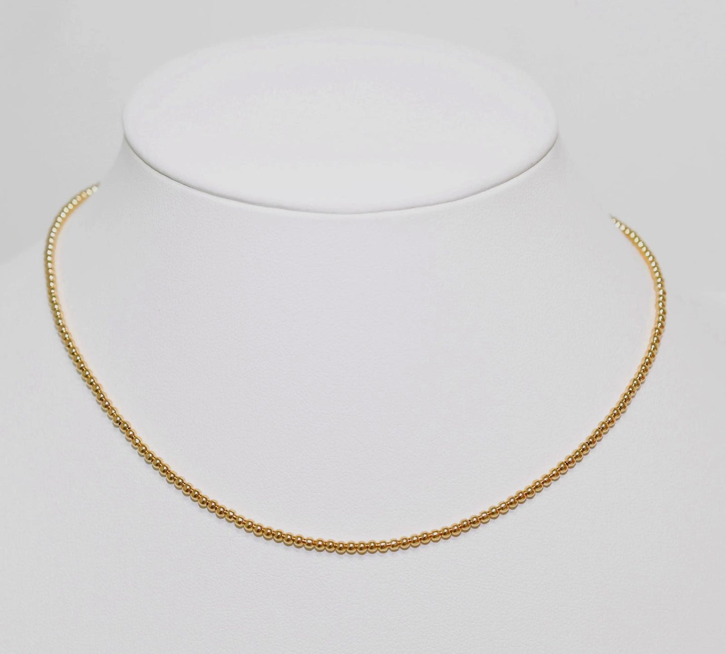 2mm 14K Gold-Filled Ball Beaded Choker/Necklace