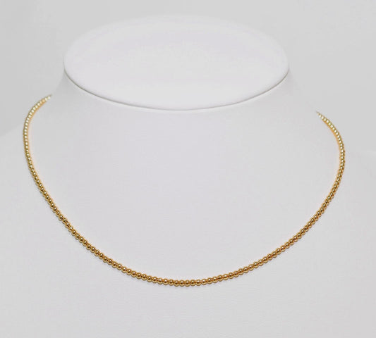 2mm 14K Gold-Filled Ball Beaded Choker/Necklace