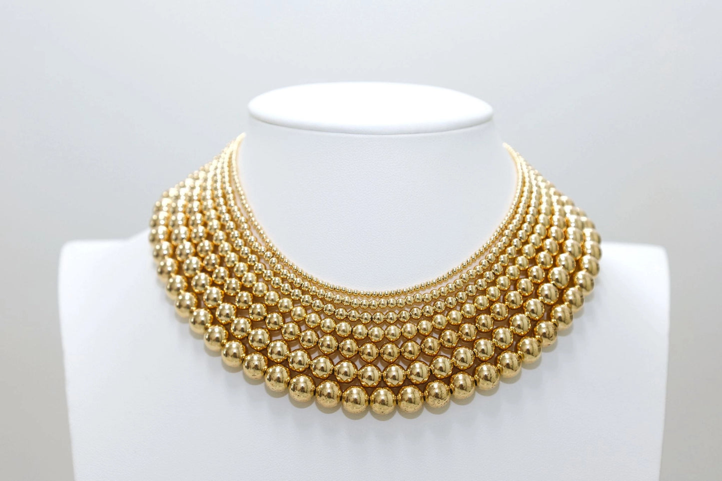 4mm 14K Gold-Filled Ball Beaded Choker/Necklace