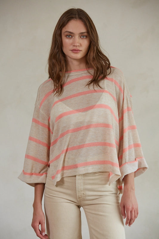 Striped Hacci Crew Top