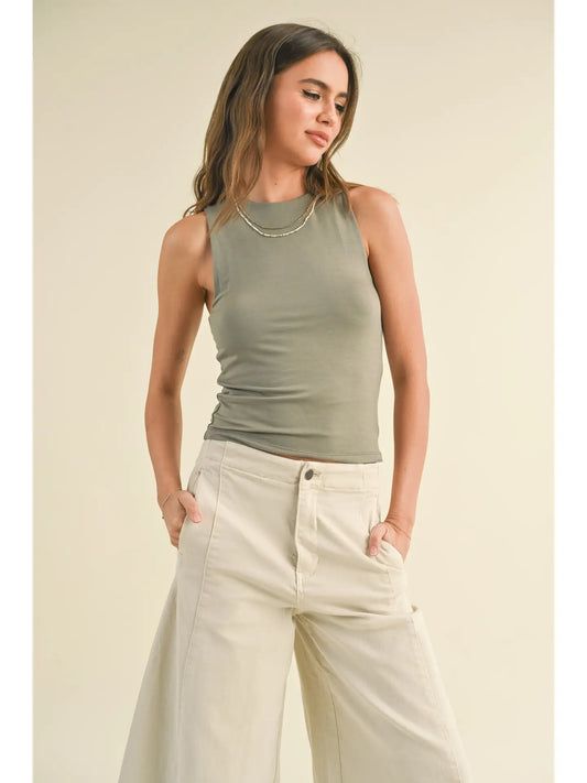Double Layered High Neck Tank Top