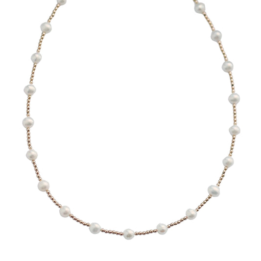 "Bara" 14K Gold Filled & Pearl Beaded Choker/Necklace