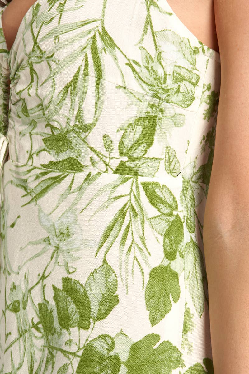 Tropical Floral Print Midi Dress