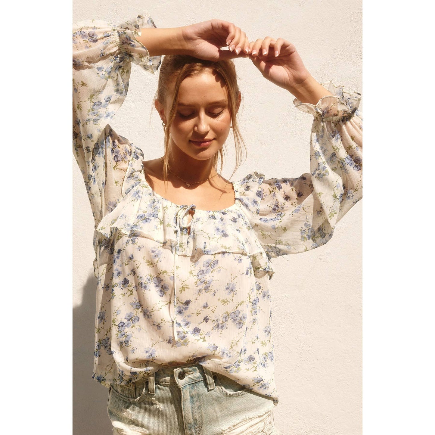 Meadow Ruffled Square-Neck Blouse