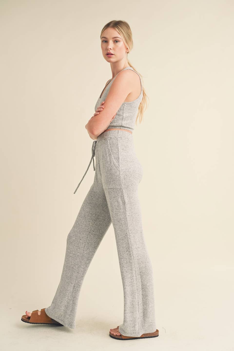 Soft Brushed Gray Lounge Tank and Pants Set