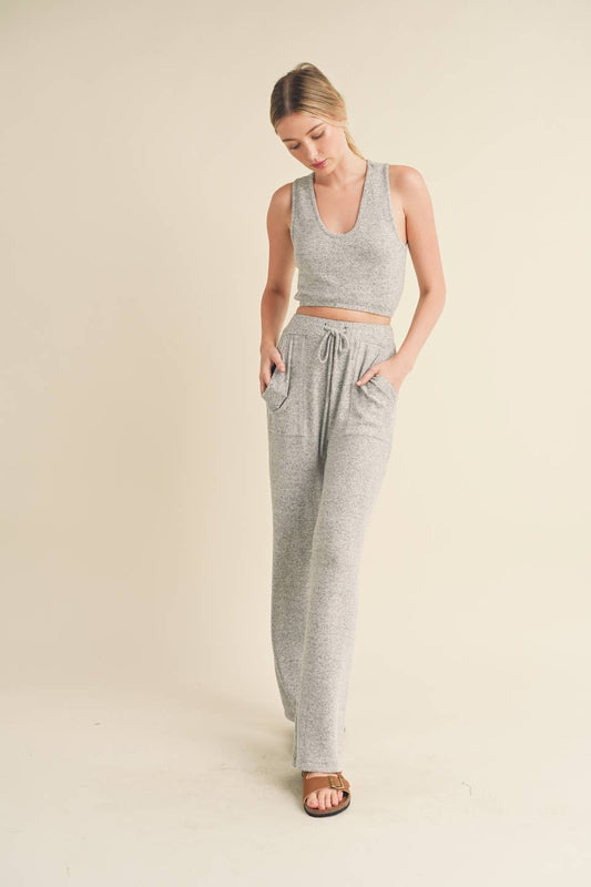 Soft Brushed Gray Lounge Tank and Pants Set