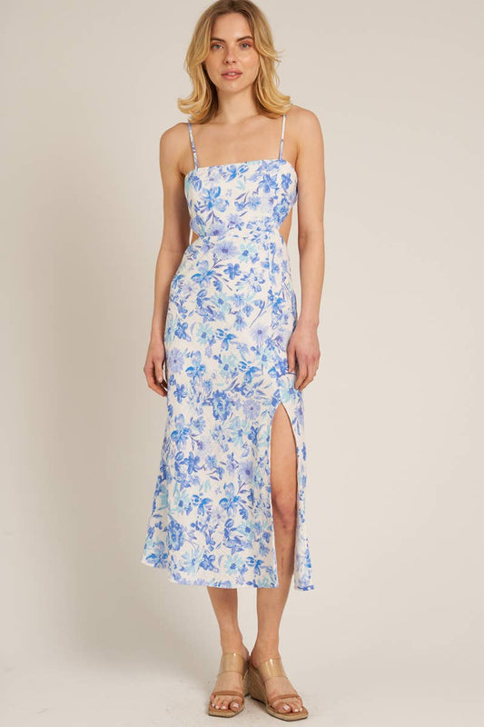 Blue and White Floral Midi