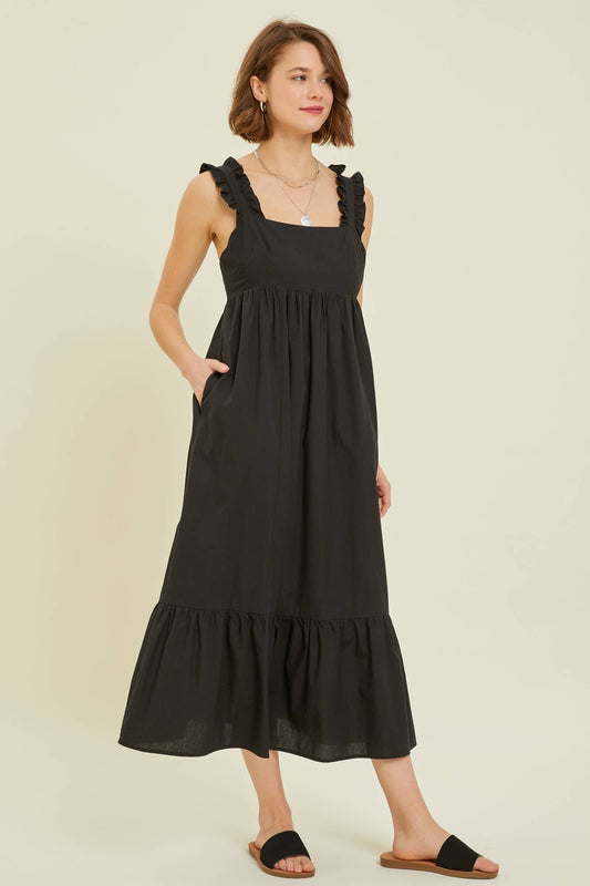 Black Flare Midi Plus Size Dress